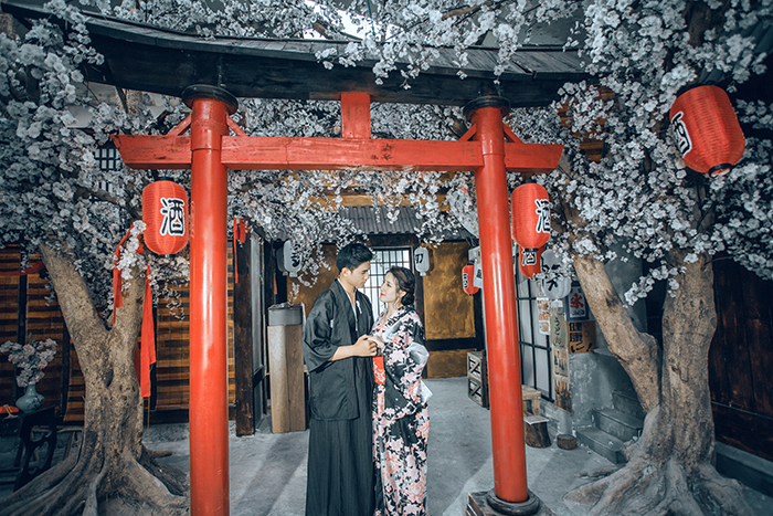 Chup hình cưới kiểu cổ trang phong cách Nhật Bản